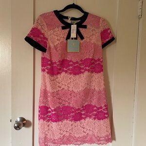 New CeCe Pink & Black Lace Dress US Size 2